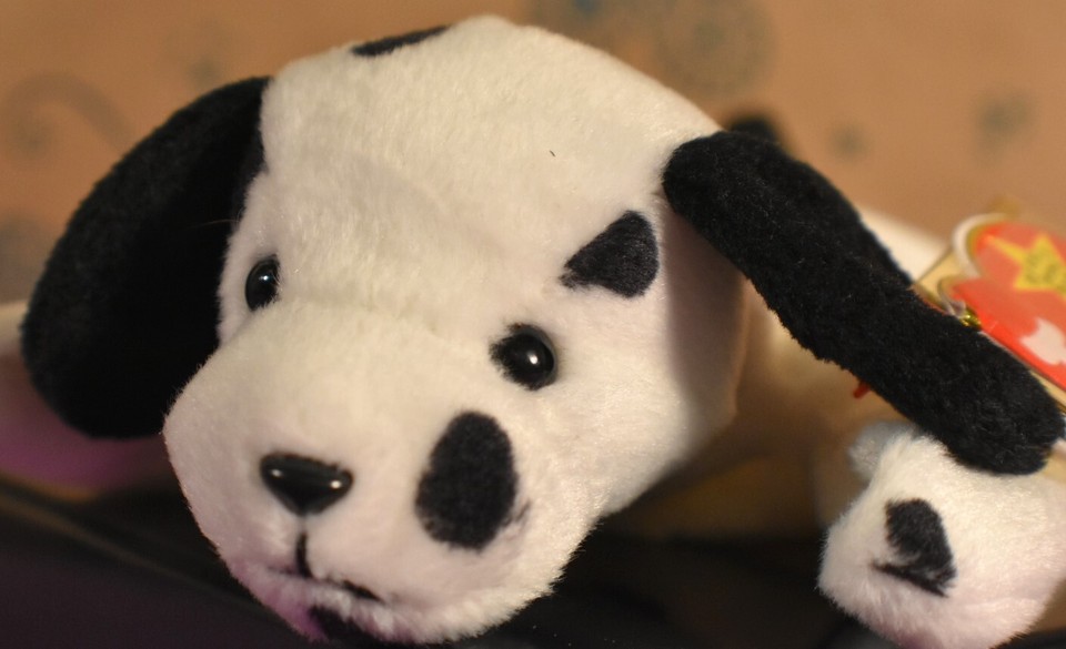 Ty Beanie Babies "Dotty" 1996 Black and White puppy dog Dalmatian PVC