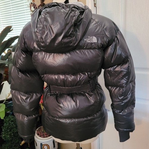 Girls The North Face Puffer Jacket Gray Hood Hoodie Size 14 16 Large 550 Belt - Picture 4 of 12
