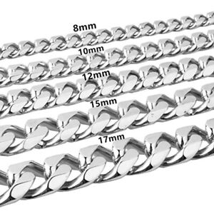 6/8/10/12/15/17/19mm Width Fashion Stainless Steel Link Curb Chain Necklace for Men 