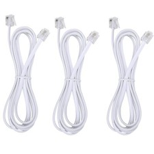 Telephone Landline Extension Cord Cable 3PCS 3Ft White Standard RJ-11 6P4C Plug