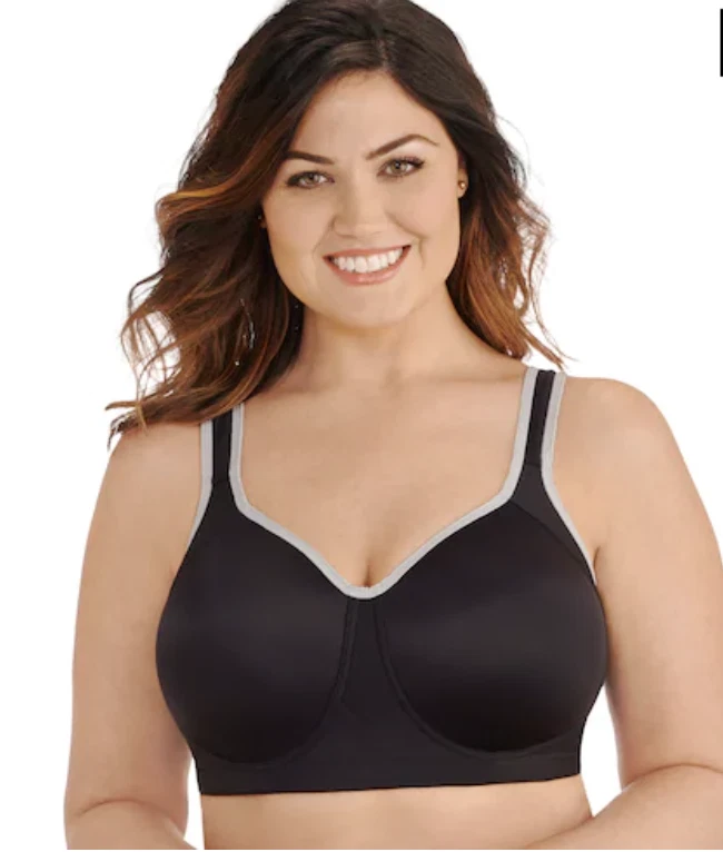 Vanity Fair Bras: Sport Full-Figure Wire-Free Bra - Black / Grey - 36 DD