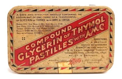 VINTAGE STIEFEL GLYCERIN VON THYMOL PASTILLEN MIT AMC DOSE