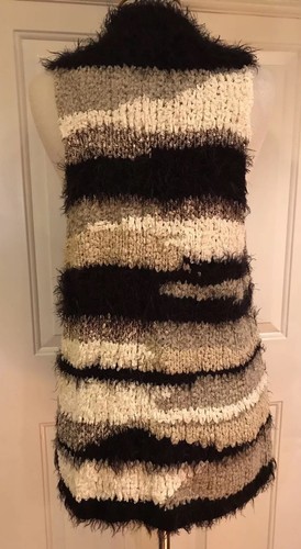 Free People Amazing Lux Cozy Knit Vest Striped Black Brown White XS New $198 - Picture 6 of 10