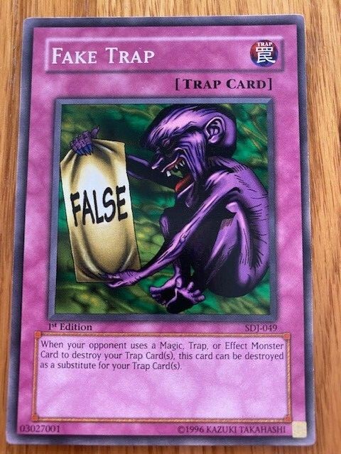 Yu-Gi-Oh! Card FAKE TRAP - 1st Edition - SDJ-049 Never Played
