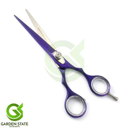 Ciseaux de coupe de cheveux de barbier enduits violets 5,5 pouces repose-doigts ciseaux de coiffure - Photo 3/3