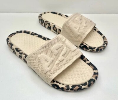 NIB APL Athletic Propulsion lab Cream/Leopard TechLoom Slides Men s Size 10