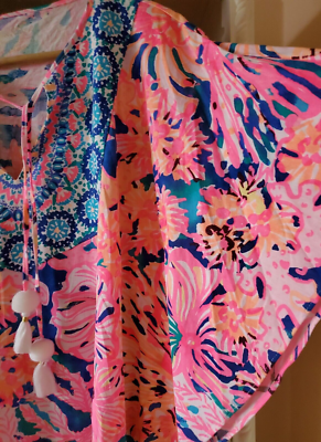 Lilly Pulitzer Britta Tunic Caftan Top Swirling Seadream Size XXS