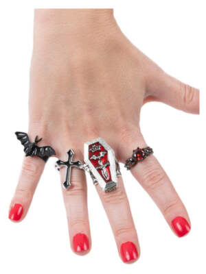Gothic Ringe Damen Modeschmuck Halloween Vampir Kostüm Accessoire