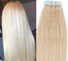 18",20" 100gr,40pc,Human Tape In Hair Extensions 60 White Blonde NOT VERY PALE 
