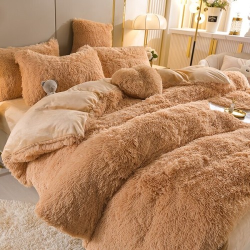 Luxury Velvet Plush Warm Bedding Set Duvet Cover Bed Sheets Pillowcases 4/5pcs - Picture 24 of 27