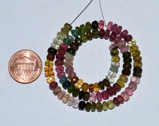 AAA+ 12.5 " Naturale Tormalina Gemma Multicolore Sfaccettato Perline Filo S4053