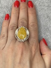 Egg Yolk Baltic Amber Ring with Sterling Silver. Egg Yolk Amber Ring 7 1/4 US