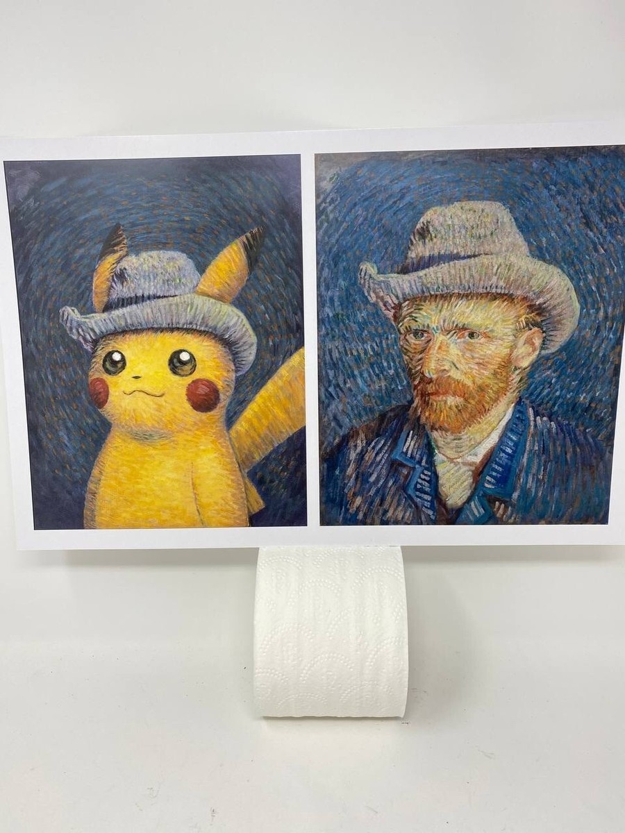 POKÉMON VAN GOGH PIKACHU GREY FELT HAT POSTER PRINT CUSTOM 17x11