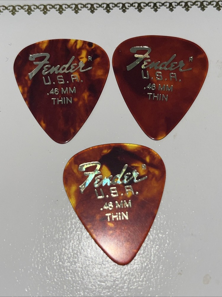70s Tortoise .46mm Thin Fender Guitar Picks Lot of 3