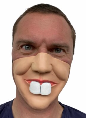 Große Zähne Maske lustig halbes Gesicht Hasenbock Zähne Kostüm Hasengesicht Zubehör 