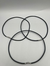 Pack for 3 Black Leather Cord Necklace Making 18-inch Bayonet Clasps end Bead