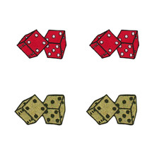 Double Dice Gambling (4-PAck)Iron On Patch: Red & Gold