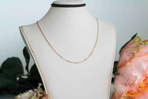 14k Solid ROSE GOLD Paper Clip Chain 1.5mm 2mm Necklace Paper Clip 16" 18" 20" - Picture 10 of 28