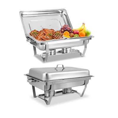8QT Chafing Dish Buffet Set with Half Size Pan 2/4/6/8 Pack for Party, Buffet