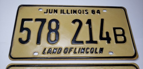 1984 ILLINOIS Land of Lincoln License Plate Matching Pair # 578 214B - Picture 3 of 4