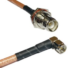 RG400 RP-TNC FEMALE BULKHEAD to SMA MALE ANGLE RF Cable FAST-SHIP LOT