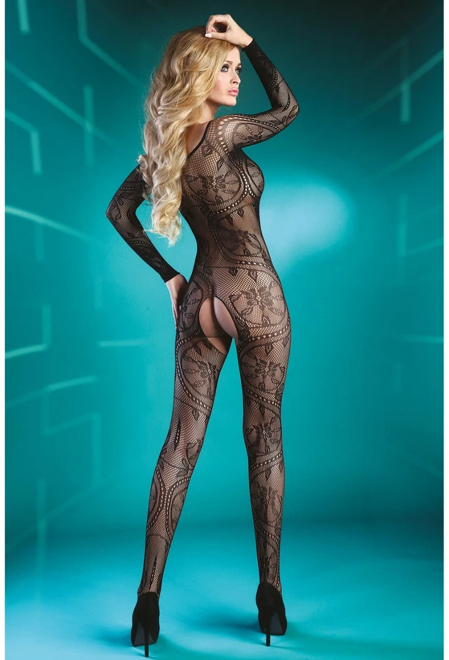 LIVCO CORSETTI FASHION OUVERT NETZ BODYSTOCKING clubwear catsuit gogo schwarz  - Bild 3 von 4