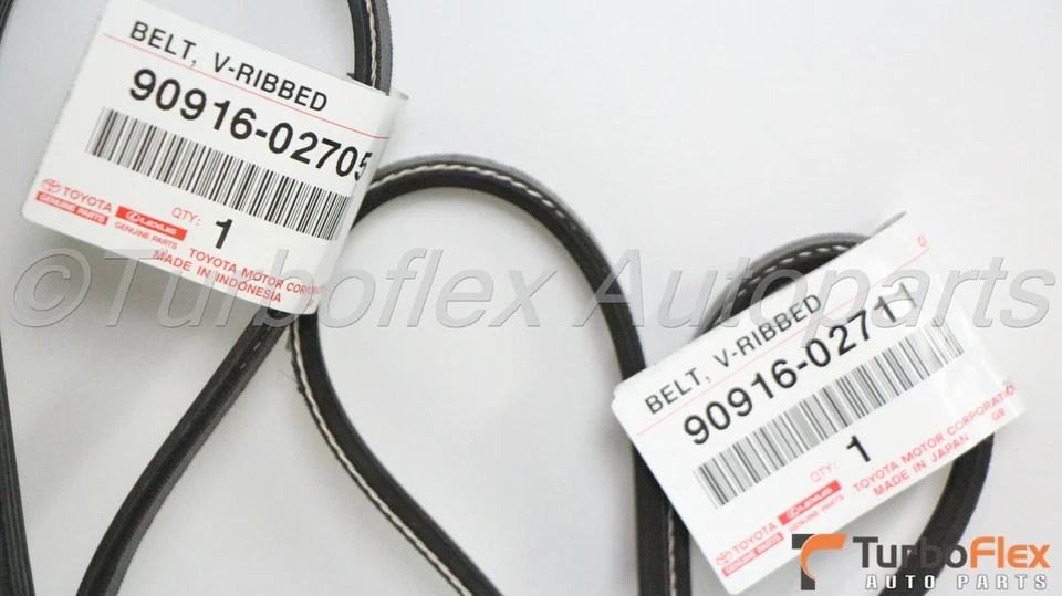 Scion xA xB 2004-2006 Water Pump Drive Belt Kit Genuine 90916-02705 90916-02711 - Image 2 of 4