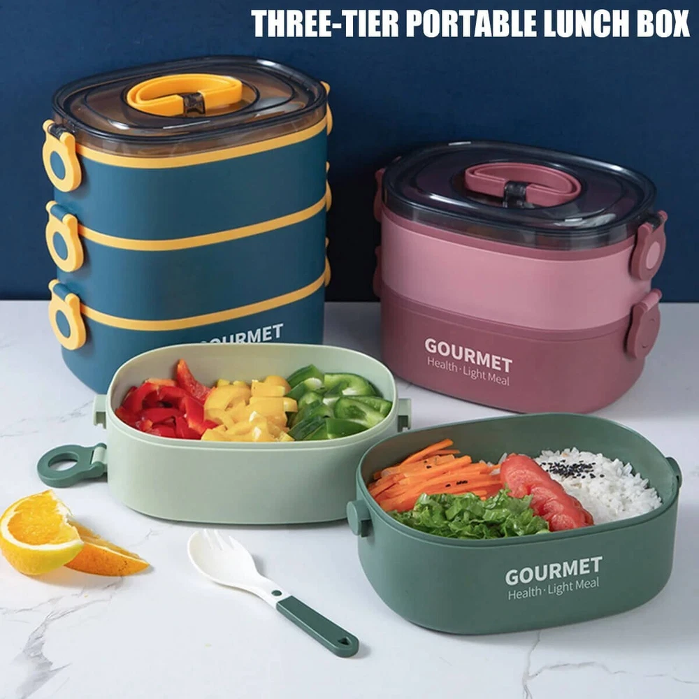 3-Tier Stackable Bento Lunch Box 2000ML Large Capacity  
