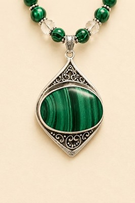 Beautiful Protective, Malachi, Sterling Pendant, Sterling, Crystal Spacers