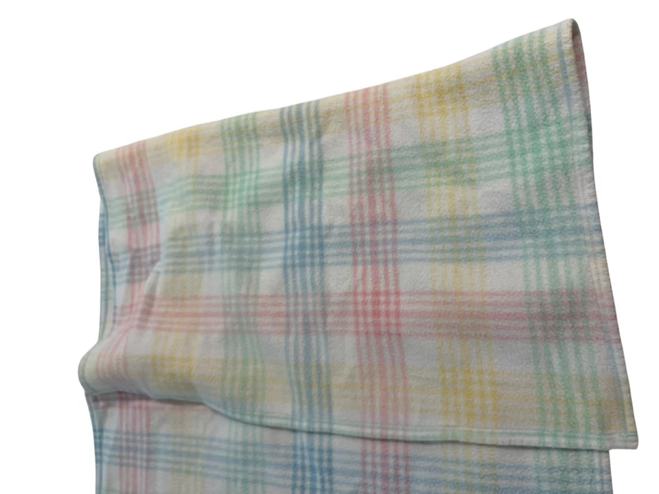 Manta bebé Gerber vintage pastel a cuadros polar rosa azul amarillo verde Foto 4 de 4