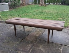 Mid Century Modern Slat Bench Vintage Wood Coffee Table teak danish Prop 48"