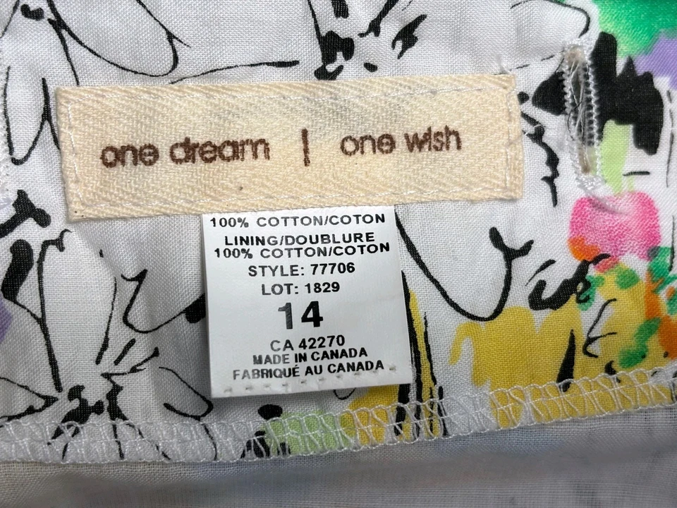 Falda One Dream One Wish línea A para mujer talla 14 arte floral multicolor hasta la rodilla Foto 3 de 4