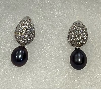 CGI Sterling Silver Tahitian Pearl Earrings NWOT