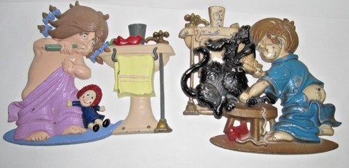 Vintage 1970’s Sexton Bath Tub Metal Wall Art Bathroom Decor Funny Little Kids - Image 1