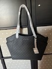 Michael Kors Jet Travel Large Med Chain Shoulder Tote Bag Mk Black Logo Silver