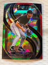 2025 Panini Select Robin Ventura Premier Level Green/Red Cracked Ice White Sox