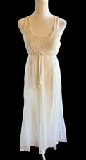 Miss Elaine Vintage Long Nylon  Lace Trim White Layers Nightgown Bridal Small 