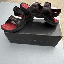 Jordan Heat Check Black Varsity Red Athletic Sandals Unisex Kids Size 4Y