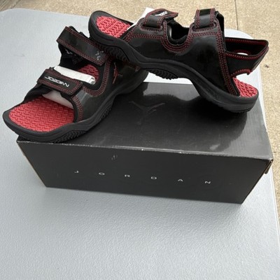 Jordan Heat Check Black Varsity Red Athletic Sandals Unisex Kids Size 4Y