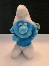 1980 Peyo Wallace Berrie 7" Blue White Smurfs Nutshell Stuffed Plush Tag 620