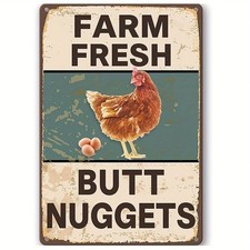 Vintage Chicken Coop Farm Fresh Butt Tin Metal Signs Home D cor 12x8