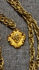 Vintage Signed Avon Gold Tone 42 In Lion Head Medallion Chain Belt