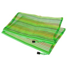6 Pcs Mesh Zipper Pouches A4 Colorful Document Bags Storage Organizer Green