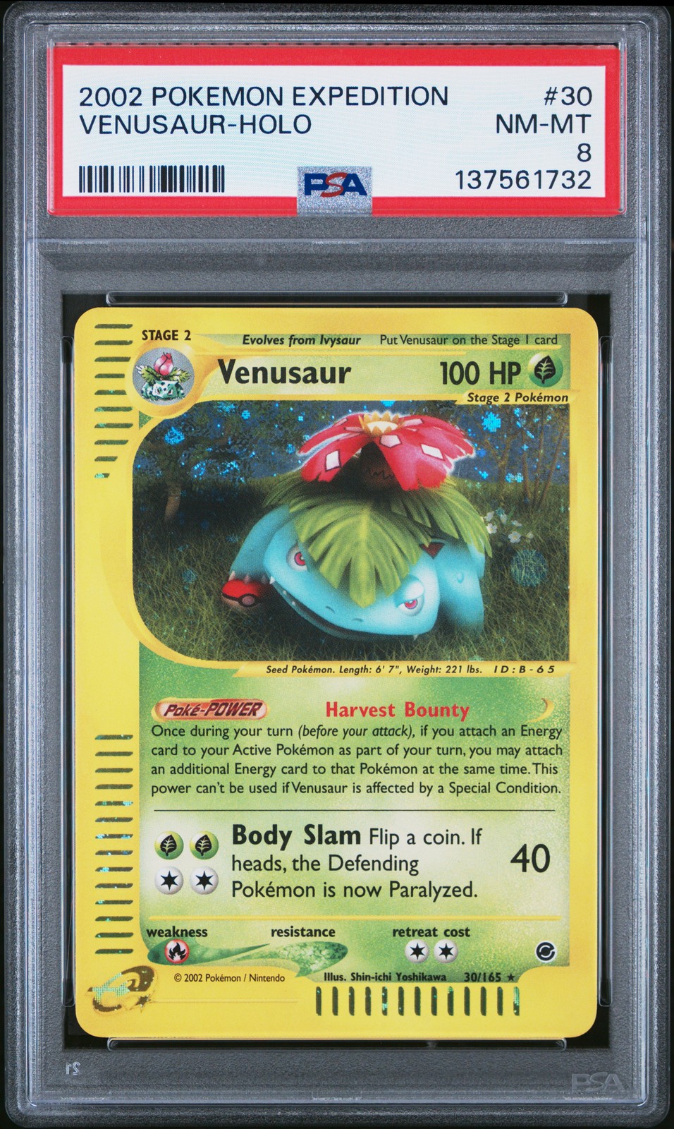 2002 Pokemon Expedition #30 Venusaur Holo PSA 8 NM-MT w/ SWIRL!