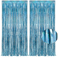Lametta Vorhang 1X2,5M Hellblau Glitzer Luftschlangen Party Deko 2Er Geburtstag