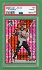 Joe Burrow 2020 Panini Mosaic Camo Pink PSA 10 Rookie Card #201. rookie card picture