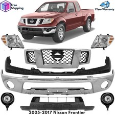 Front Bumper Chrome Steel Grille Assembly Kit For 2005-2017 Nissan Frontier