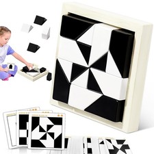Puzzle Blocks for Kids,Education Toy with 80 pieces, Black and White