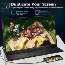 HAMTYSAN Portable Monitor, 15.6'' FHD 1080P Portable Laptop Monitor USB C HDMI