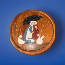 Vtg 1989 Handpainted Country Wooden Wall Hanging Signed 10 X 10